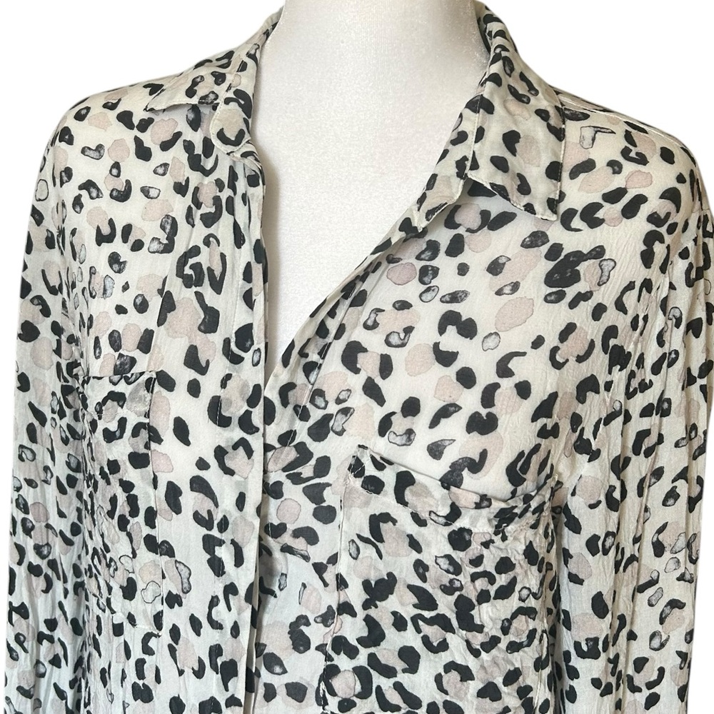 Anthropologie Cloth & Stone Lana Leopard Long Sleeve Button-down Blouse Small